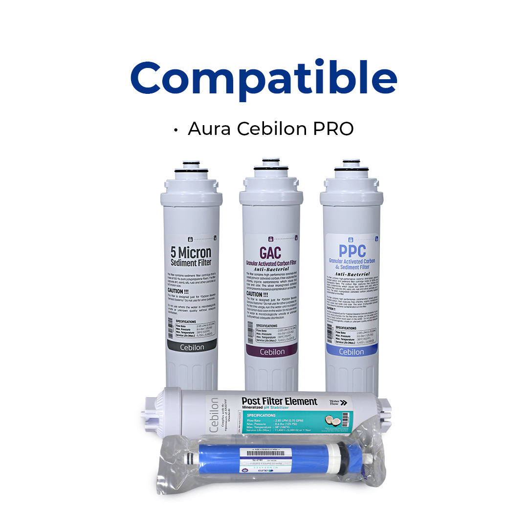 Cebilon Replacement Water Filters Set (Pack of 5) – Compatible with Cebilon Pro System (Includes Post Filter) (Copy)